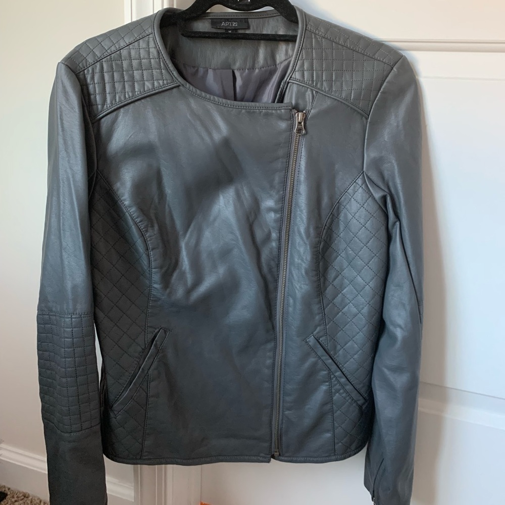 Apt. 9 Gun metal grey faux leather jacket